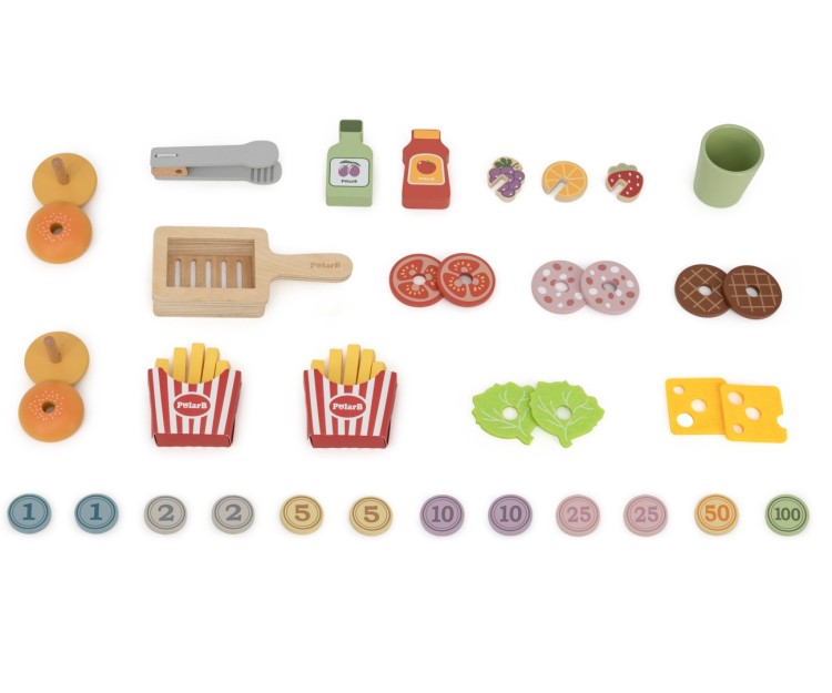 Viga 44280 PolarB Mały Burger Bar – Drewniany Wózek Kulinarny