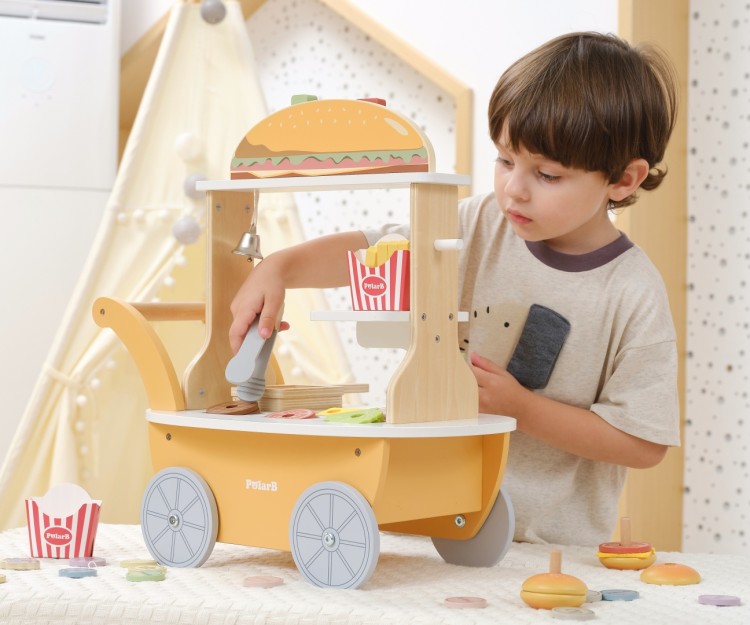 Viga 44280 PolarB Mały Burger Bar – Drewniany Wózek Kulinarny