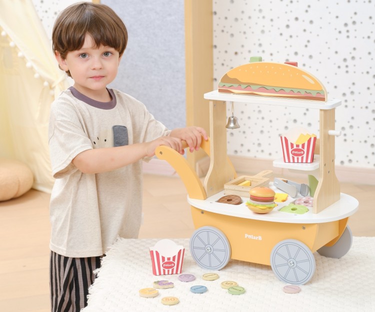 Viga 44280 PolarB Mały Burger Bar – Drewniany Wózek Kulinarny