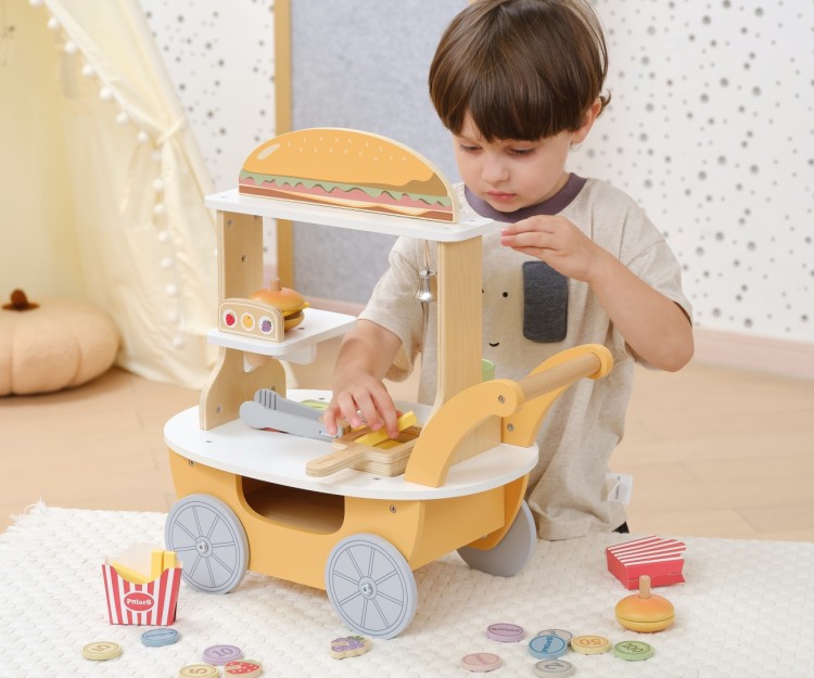 Viga 44280 PolarB Mały Burger Bar – Drewniany Wózek Kulinarny