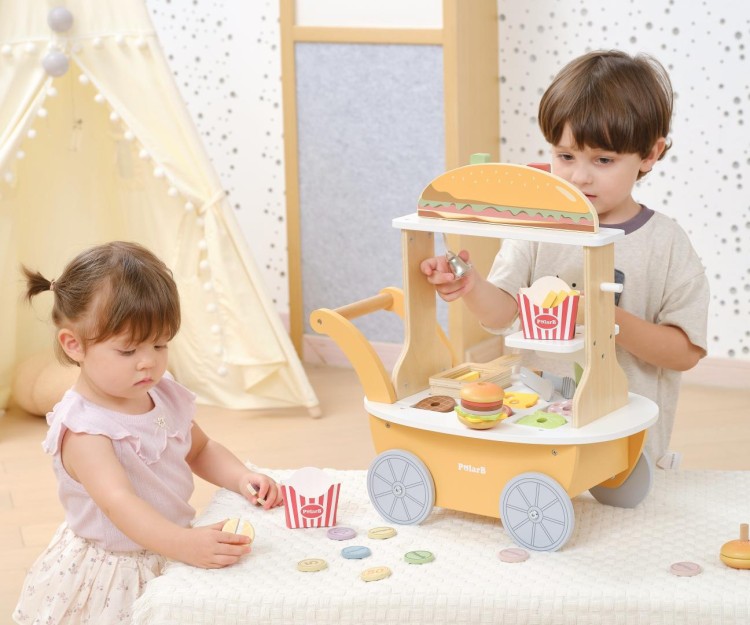 Viga 44280 PolarB Mały Burger Bar – Drewniany Wózek Kulinarny