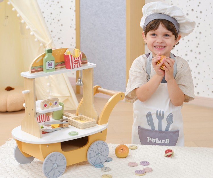 Viga 44280 PolarB Mały Burger Bar – Drewniany Wózek Kulinarny