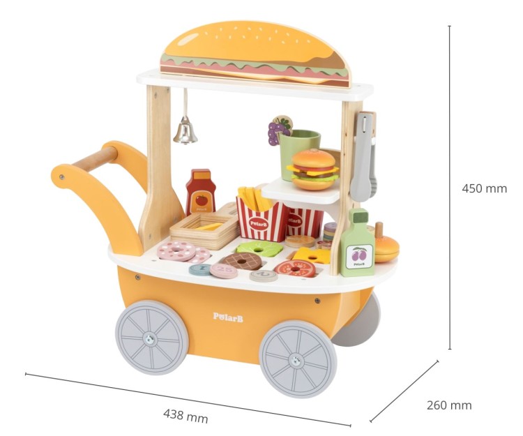 Viga 44280 PolarB Mały Burger Bar – Drewniany Wózek Kulinarny