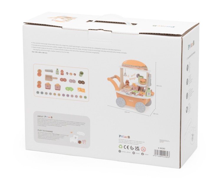 Viga 44280 PolarB Mały Burger Bar – Drewniany Wózek Kulinarny