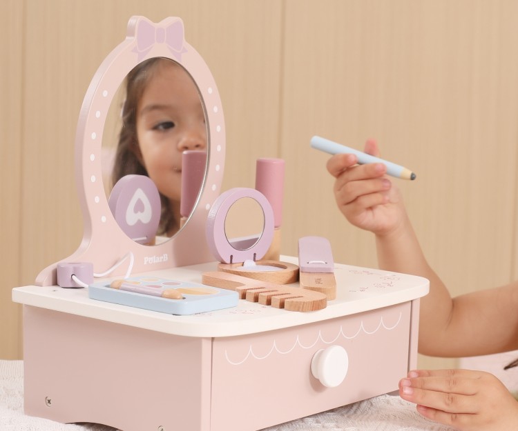 Viga 44271N PolarB Drewniana toaletka z akcesoriami do zabawy