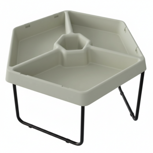 MASTERKIDZ Sześciokątny Stolik Do Zabawy Piaskiem i Wodą 3 Komory Regulowana Wysokość