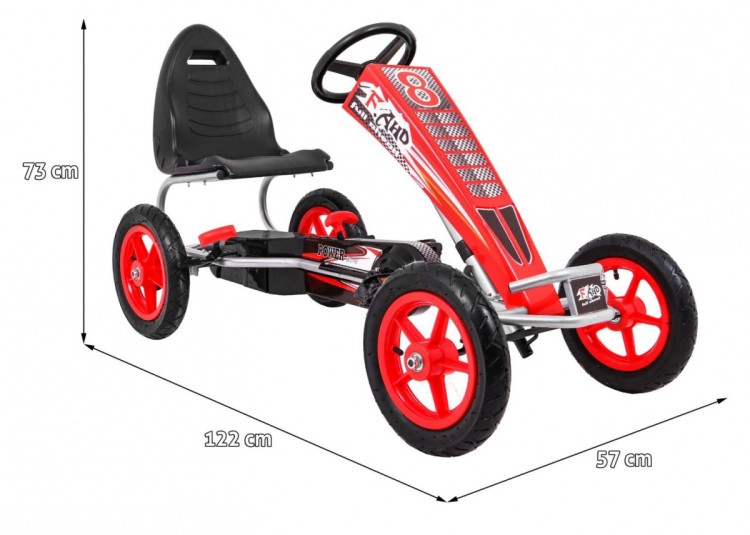 Gokart Full Ahead AIR na pedały dla dzieci 3 Czerwony  Regulacja siedziska  Pompowane koła