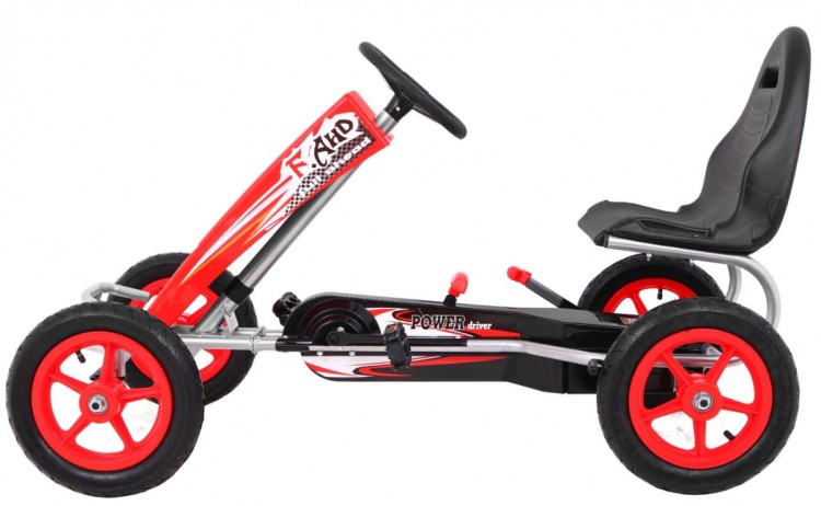 Gokart Full Ahead AIR na pedały dla dzieci 3 Czerwony  Regulacja siedziska  Pompowane koła