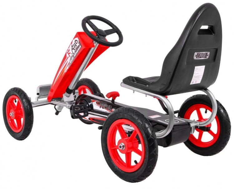 Gokart Full Ahead AIR na pedały dla dzieci 3 Czerwony  Regulacja siedziska  Pompowane koła