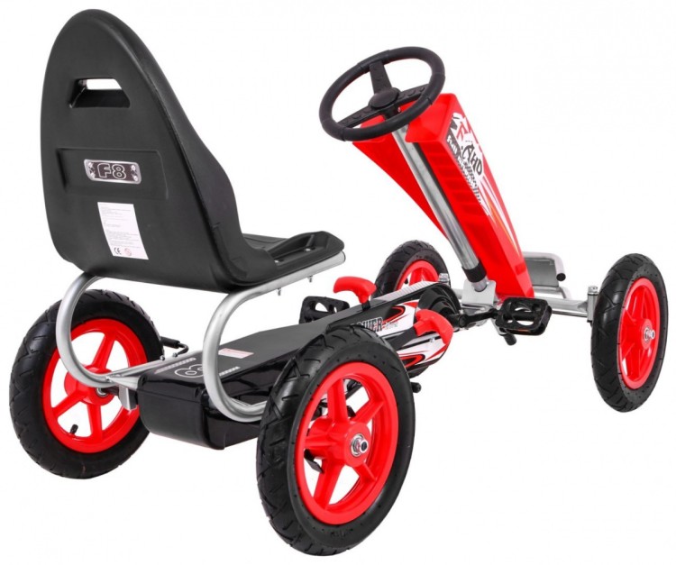 Gokart Full Ahead AIR na pedały dla dzieci 3 Czerwony  Regulacja siedziska  Pompowane koła