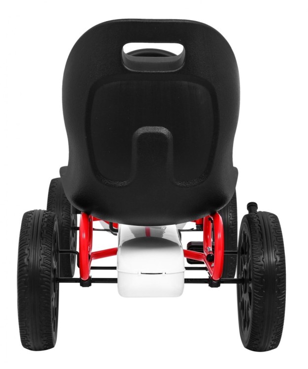 Gokart ABARTH na pedały dla dzieci Biały  Koła EVA  Hamulec ręczny  Wolny bieg