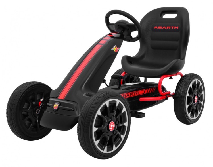 Gokart ABARTH na pedały dla dzieci Czarny Koła EVA  Hamulec ręczny  Wolny bieg