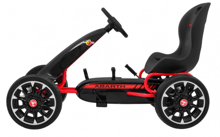Gokart ABARTH na pedały dla dzieci Czarny Koła EVA  Hamulec ręczny  Wolny bieg