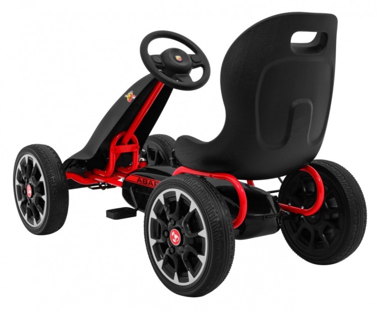 Gokart ABARTH na pedały dla dzieci Czarny Koła EVA  Hamulec ręczny  Wolny bieg