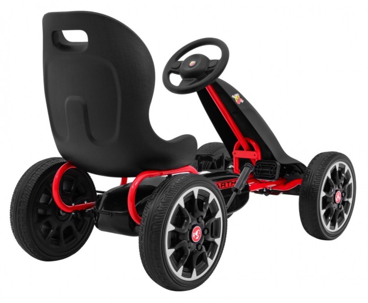 Gokart ABARTH na pedały dla dzieci Czarny Koła EVA  Hamulec ręczny  Wolny bieg