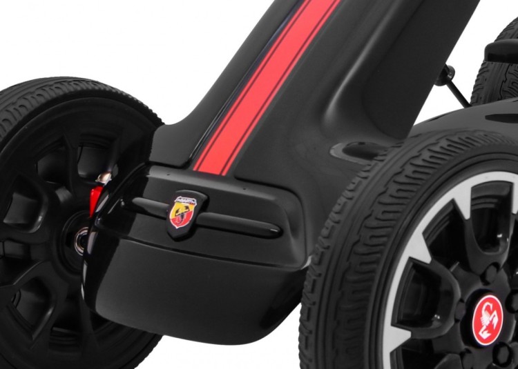 Gokart ABARTH na pedały dla dzieci Czarny Koła EVA  Hamulec ręczny  Wolny bieg