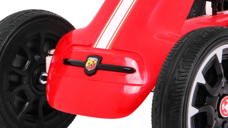 Gokart ABARTH na pedały dla dzieci Czerwony  Koła EVA  Hamulec ręczny  Wolny bieg
