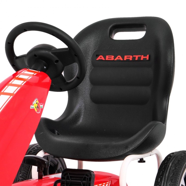 Gokart ABARTH na pedały dla dzieci Czerwony  Koła EVA  Hamulec ręczny  Wolny bieg