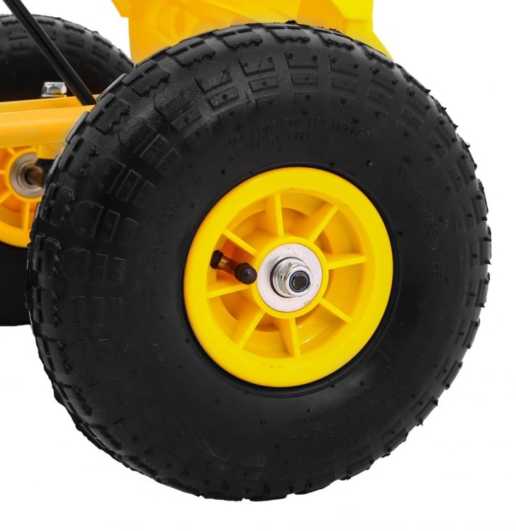 Gokart Champion na pedały dla dzieci 3+ Żółty  Pompowane opony  Regulowane siedzisko  Ręczny hamulec