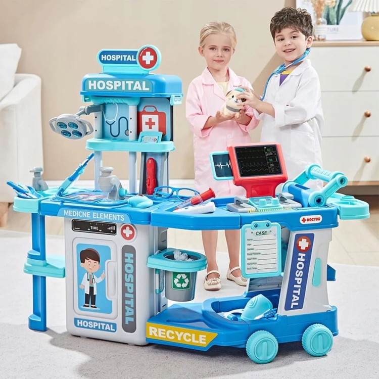 Zestaw Lekarski Szpital W Walizce 2w1 Światła Dźwięki Akcesoria