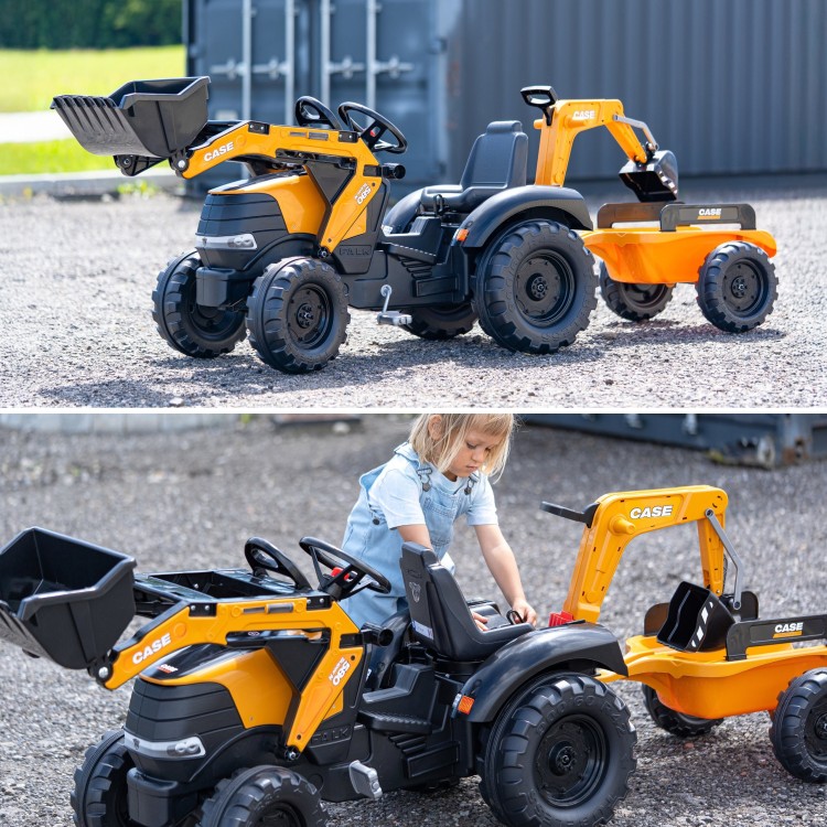 FALK Traktor na Pedały Case CE z Koparką Ładowarką i Przyczepą 3-7 lat