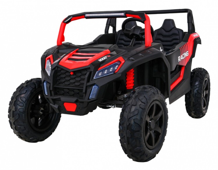 Autko Buggy na akumulator ATV Strong Racing dla 2 dzieci Czerwony + Silnik bezszczotkowy + Pompowane koła + Audio LED