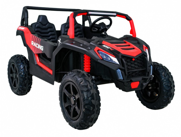 Autko Buggy na akumulator ATV Strong Racing dla 2 dzieci Czerwony + Silnik bezszczotkowy + Pompowane koła + Audio LED