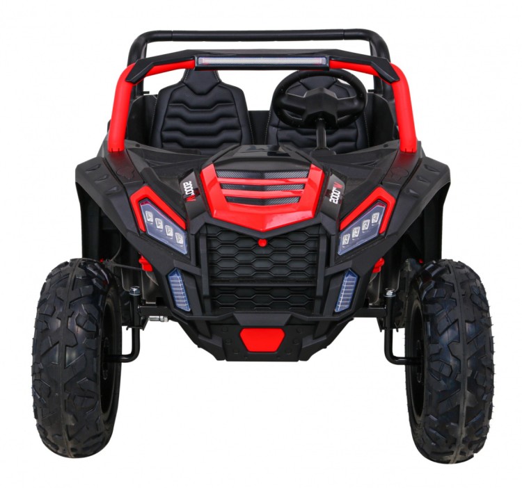Autko Buggy na akumulator ATV Strong Racing dla 2 dzieci Czerwony + Silnik bezszczotkowy + Pompowane koła + Audio LED