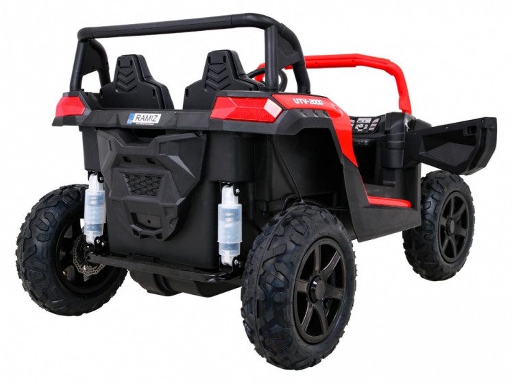 Autko Buggy na akumulator ATV Strong Racing dla 2 dzieci Czerwony + Silnik bezszczotkowy + Pompowane koła + Audio LED