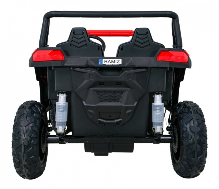 Autko Buggy na akumulator ATV Strong Racing dla 2 dzieci Czerwony + Silnik bezszczotkowy + Pompowane koła + Audio LED