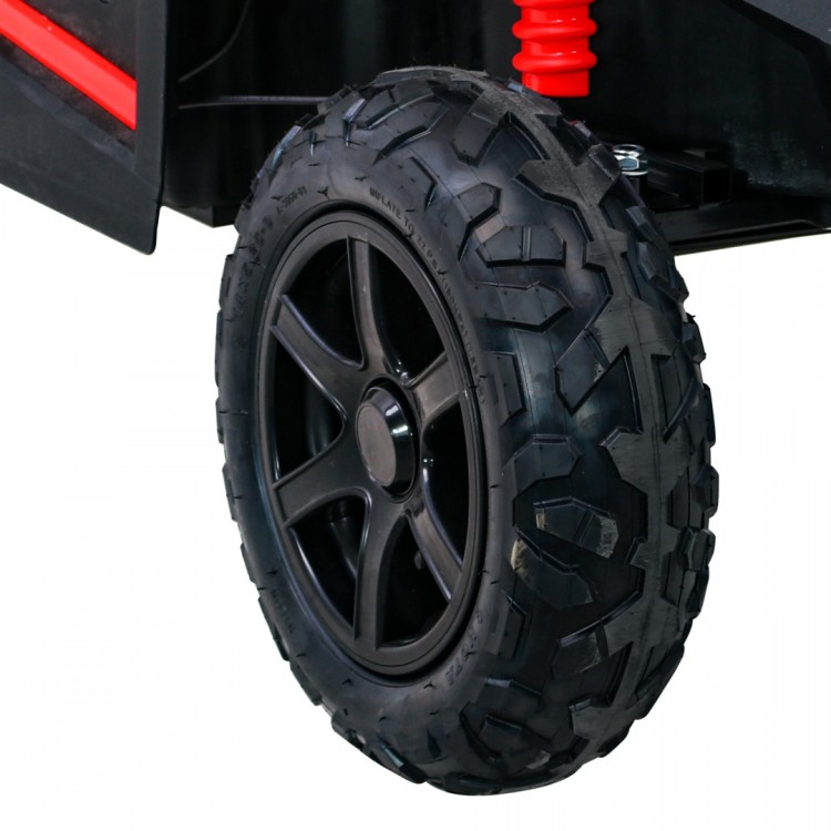 Autko Buggy na akumulator ATV Strong Racing dla 2 dzieci Czerwony + Silnik bezszczotkowy + Pompowane koła + Audio LED