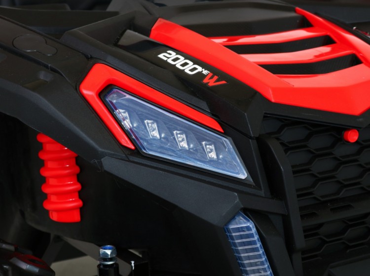 Autko Buggy na akumulator ATV Strong Racing dla 2 dzieci Czerwony + Silnik bezszczotkowy + Pompowane koła + Audio LED