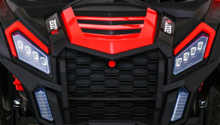 Autko Buggy na akumulator ATV Strong Racing dla 2 dzieci Czerwony + Silnik bezszczotkowy + Pompowane koła + Audio LED