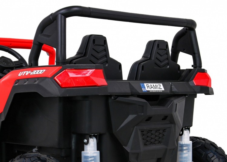 Autko Buggy na akumulator ATV Strong Racing dla 2 dzieci Czerwony + Silnik bezszczotkowy + Pompowane koła + Audio LED