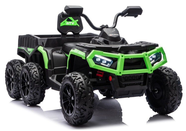 Quad Na Akumulator ATV 6 Kół Z Przyczepką JC606 24V 4x4 Zielony