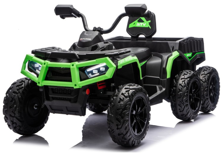 Quad Na Akumulator ATV 6 Kół Z Przyczepką JC606 24V 4x4 Zielony