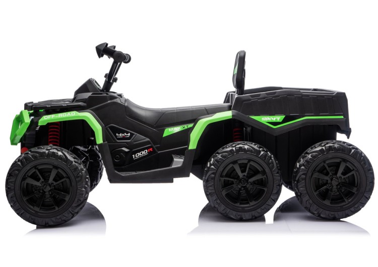 Quad Na Akumulator ATV 6 Kół Z Przyczepką JC606 24V 4x4 Zielony