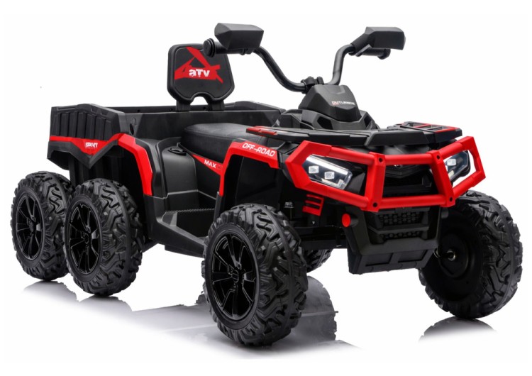Quad Na Akumulator ATV 6 Kół Z Przyczepką JC606 24V 4x4 Czerwony