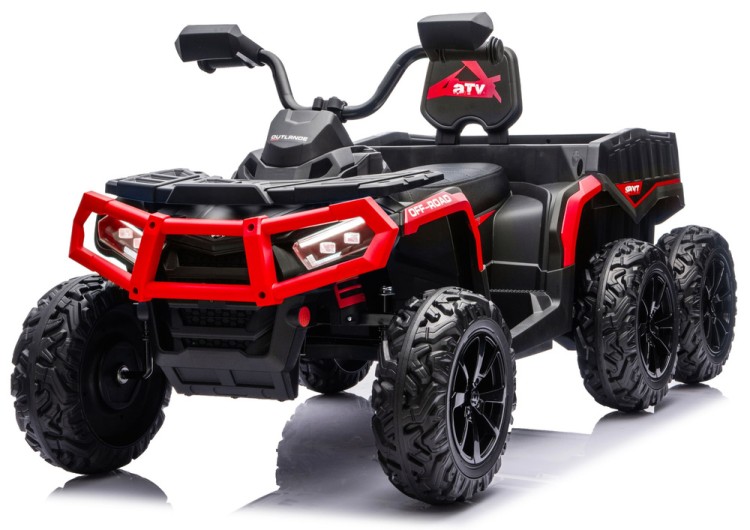Quad Na Akumulator ATV 6 Kół Z Przyczepką JC606 24V 4x4 Czerwony