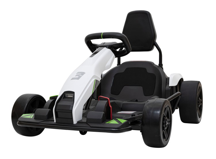 Gokart Fast 3 Drift na akumulator dla dzieci Biały + Funkcja driftu + Silniki 2x150W + Radio LED + Pasy