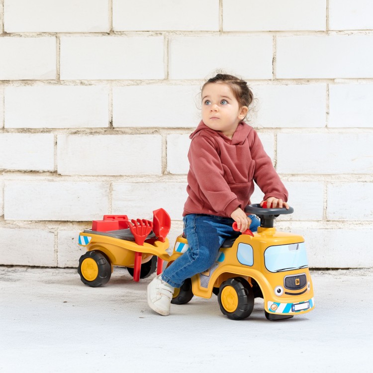 FALK Jeździk Ciężarówka Budowlana JCB z Przyczepą i Akcesoriami 1-3 Lat