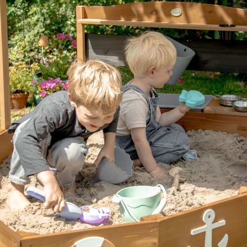 AXI Piaskownica Drewniana Statek z Kuchnią Błotną i Osłoną