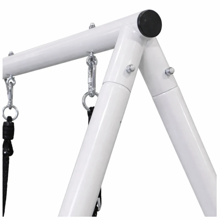 Huśtawka Ogrodowa Bocianie Gniazdo Siedzisko 2w1 Stelaż Biały 210x170 cm