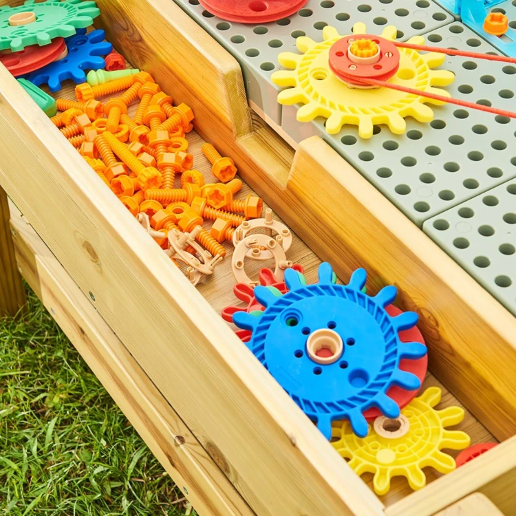 MASTERKIDZ Drewniany Stół Edukacyjny 1200L STEM Outdoor + Akcesoria