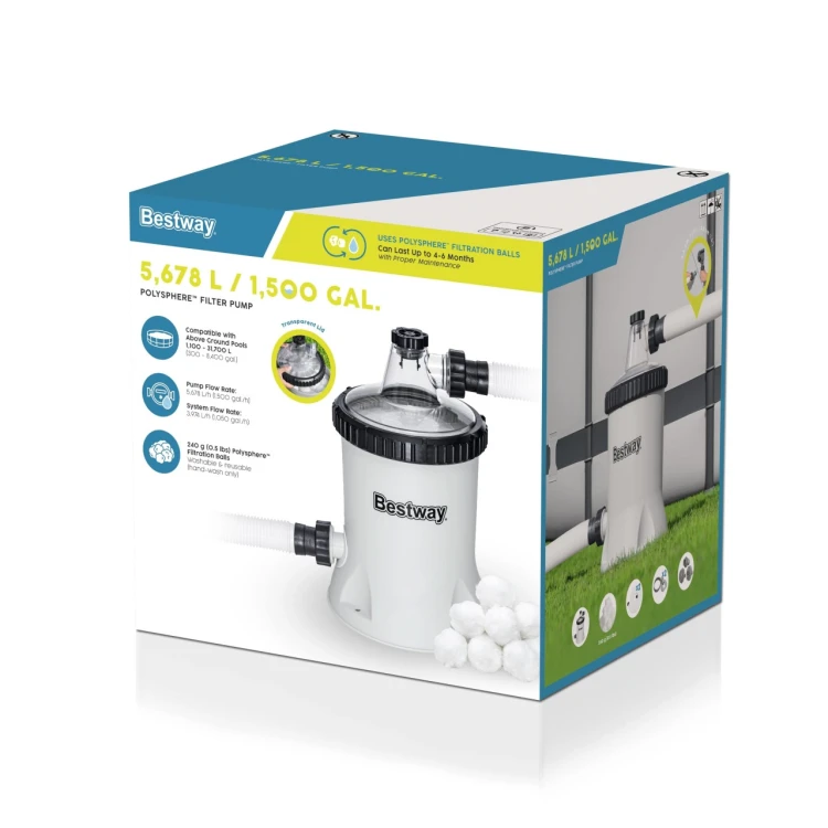 Basenowa pompa filtrująca FlowClear 1500gal BESTWAY + wkład Polysphere