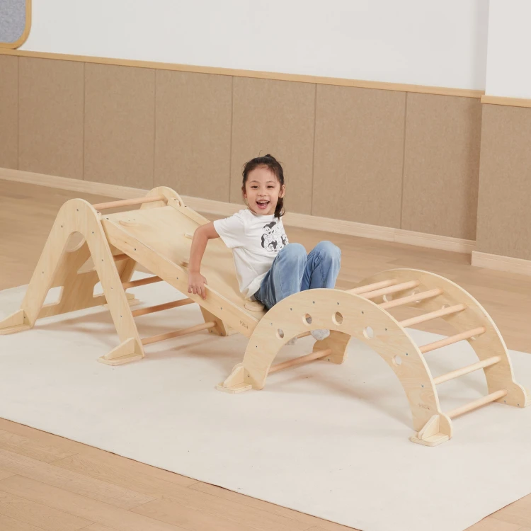 Viga Domowy Plac Zabaw 3w1: Trójkąt Pikler, Bujak i Zjeżdżalnia