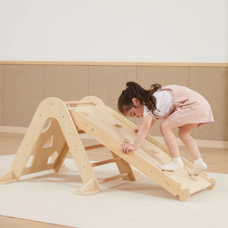 Viga Domowy Plac Zabaw 3w1: Trójkąt Pikler, Bujak i Zjeżdżalnia