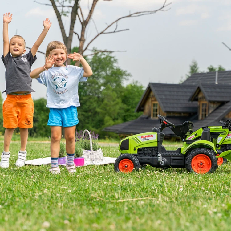 FALK Traktor na Pedały z Ładowarką i Przyczepą Claas 2-5 lat