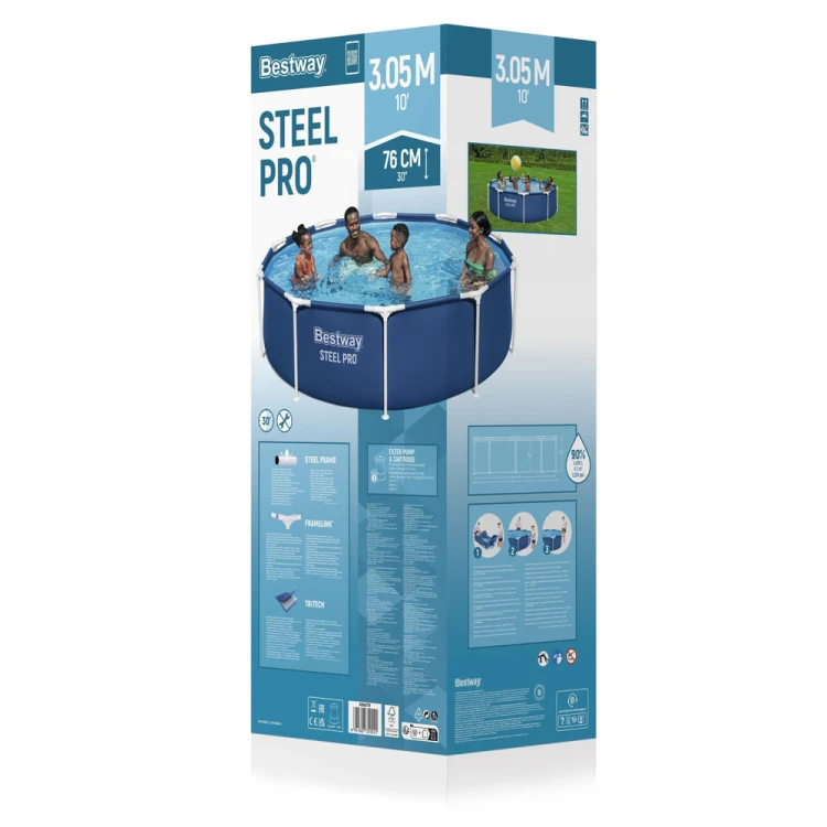 Basen Ogrodowy Stelażowy Z Pompą Niebieski 305 cm x 76 cm Bestway 56679