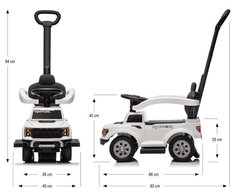 Milly Mally Pojazd z rączką Ford F-150 3w1 White
